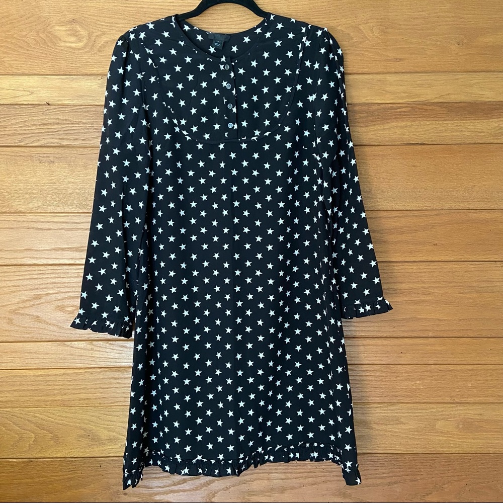 J.Crew Collection 100% silk star print long sleeve dress